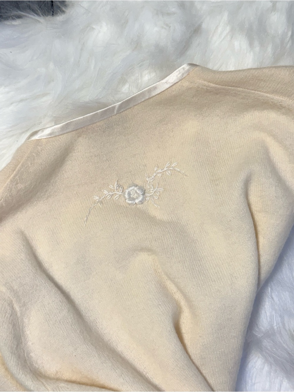 Trimmings By Bermuda Women's Cream Embroidered Cardigan Sweater - Picture 3 of 3